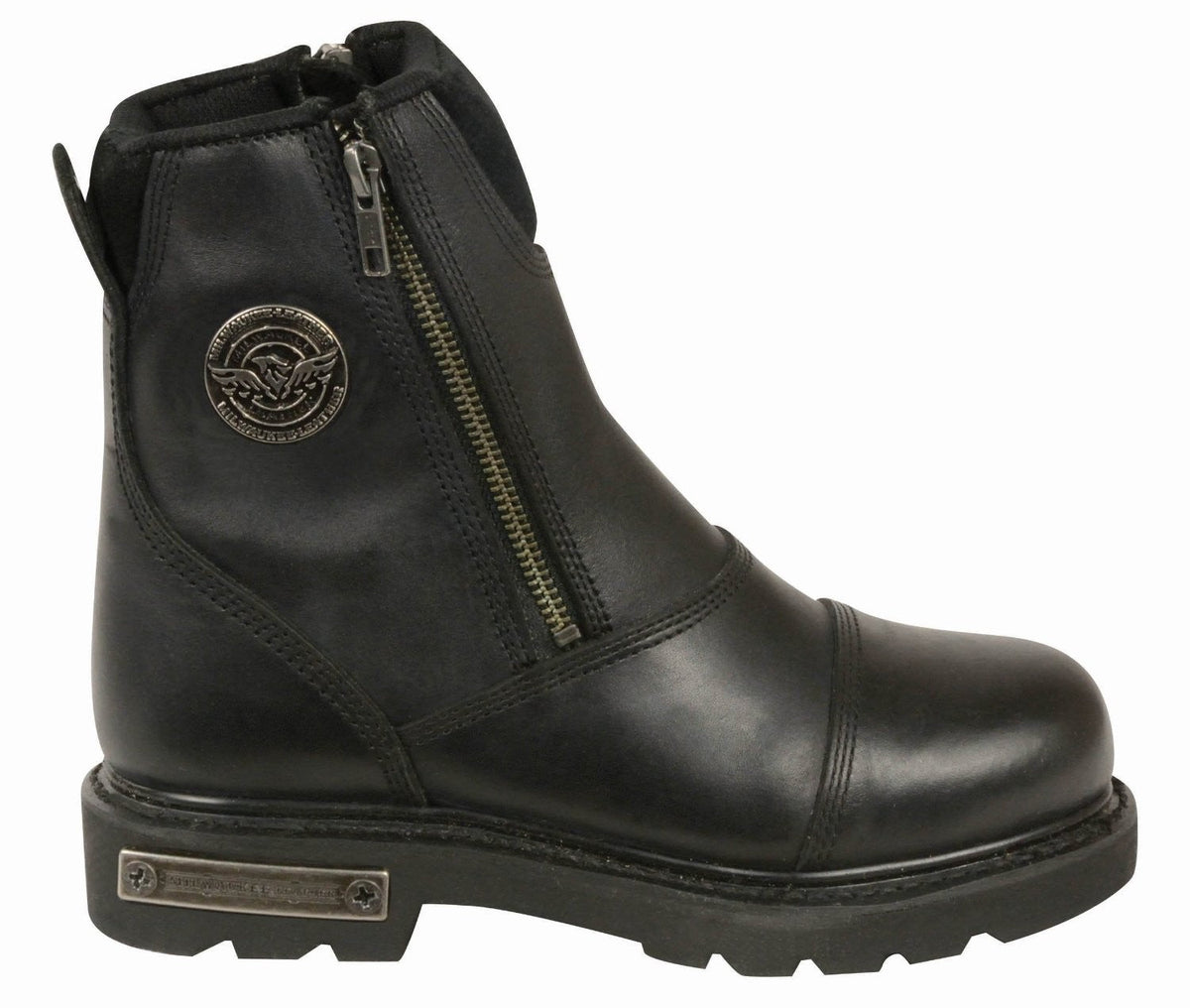 Women's Classic Motorcycle Boots by Dynamicleather featuring ankle-high design, sturdy leather construction, and buckle accents.