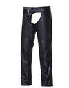 Ladies premium low rise motorcycle chaps by Dynamicleather, featuring durable leather construction and a sleek low-rise fit.