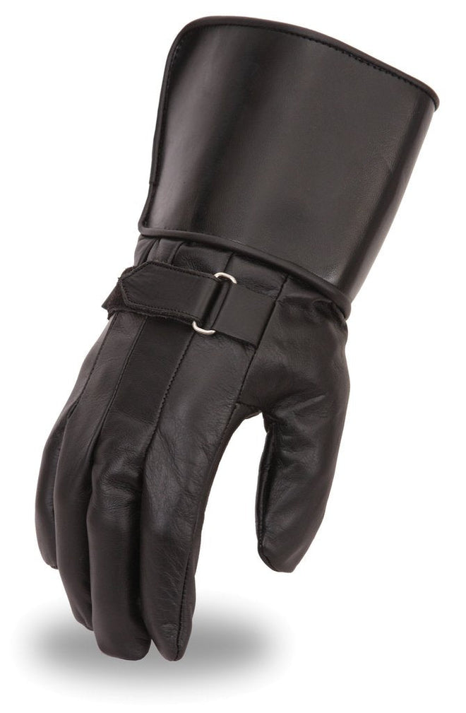 Dynamicleather FI150GL gloves in black leather with reinforced stitching and padded palms for enhanced grip and comfort.