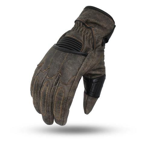 Dynamicleather Donner gloves in black leather with detailed stitching and snug fit design.