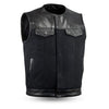 Dynamicleather men's vest from the Mastermind collection, featuring a sleek black leather design and modern tailored fit.
