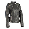 Woman's double zipper asymmetrical moto jacket by HighwayLeather, featuring a stylish design and modern details on a mannequin.