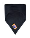 Black denim face mask and bandana by Buffalo Leather Gear, versatile face/neck safety accessory with a triangle headband design.