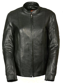 Women's Racer Style Jacket w/ Side Buckles - HighwayLeather