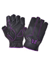 Dynamicleather ladies fingerless motorcycle gloves with butterfly embroidery, showcasing black leather with decorative stitching.