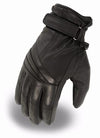 Black Dynamicleather FI121GL gloves with textured leather and detailed stitching, designed for style and comfort.