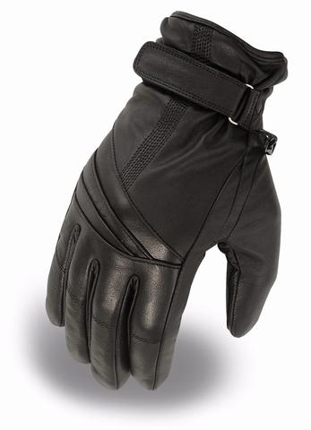 Black Dynamicleather FI121GL gloves with textured leather and detailed stitching, designed for style and comfort.