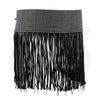 Buffalo Leather Gear women's black leather hip belt with tassels and bling details, vintage Western-style waist belt.