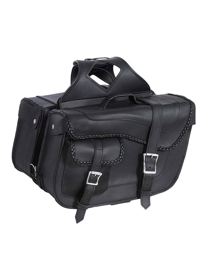 Dynamicleather PVC saddle bag for bikers, featuring durable material and compact storage design.