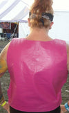 Women’s Hot Pink Tactical Style Leather Biker Club Vest | HL14945HOT PINK