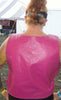 Women hot pink bullet proof style leather Vest women biker club - HighwayLeather