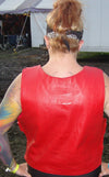 Ladies’ Red Tactical Style Leather Vest – Police Vest Style, Shade #22 | HL14945RED
