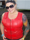 Ladies’ Red Tactical Style Leather Vest – Police Vest Style, Shade #22 | HL14945RED