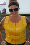 Women’s Yellow Tactical Style Leather Biker Club Vest | HL14945YELLOW