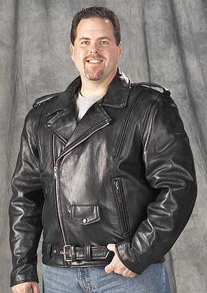 Men's vented Highway Patrol jacket by Dynamicleather, featuring breathable design and tactical style with front pockets and reflective details.
