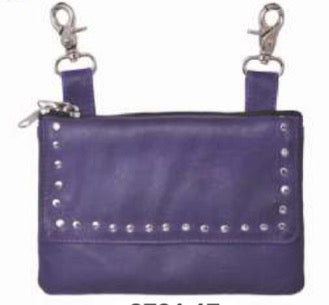 Ladies Lambskin Leather Clip-on Bag with shoulder strap, stylish and compact, by Dynamicleather.
