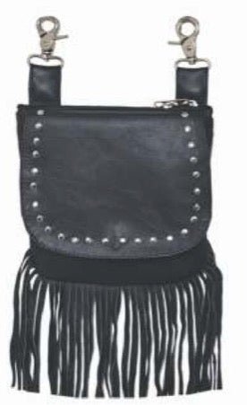 Ladies clip-on bag with shoulder strap in premium cowhide leather by Dynamicleather, featuring a sleek design and high-quality craftsmanship.