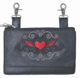 Ladies clip-on bag with shoulder strap, made of premium cowhide leather, from Dynamicleather, featuring a compact design.