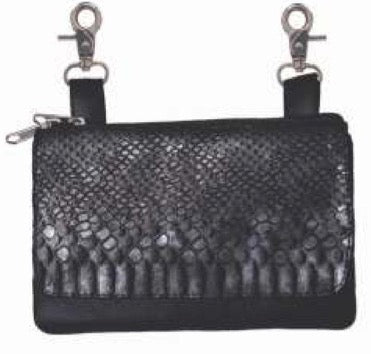 Dynamicleather ladies belt loop bag with clip and thigh strap, featuring a sleek design and adjustable strap for versatile wear.
