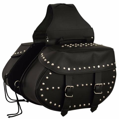 Dynamicleather FIBAG8004 biker bag with rugged leather exterior and adjustable strap, designed for motorcycle riding accessories.