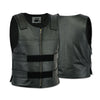 Men’s Black Leather Motorcycle Vest – Tactical Style | HL11643Black