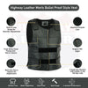 Men’s Black Leather Motorcycle Vest – Tactical Style | HL11643Black