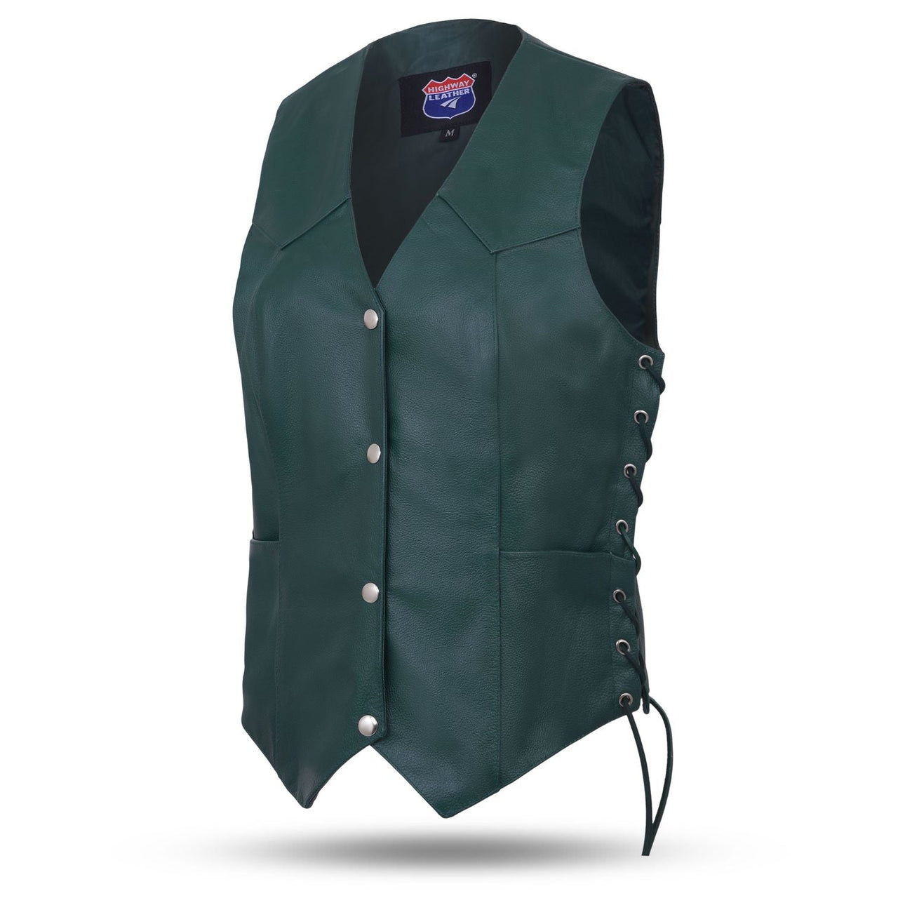 Hunter Green Women motorcycle Leather Vest Biker Club Conceale Carry #14501Green - HighwayLeather
