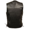 Men's side lace vest with denim-style pockets by Dynamicleather, featuring a tall fit and casual denim-inspired design.