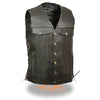 Men's denim-style lace vest with side pockets from Dynamicleather, designed for a tall fit, featuring a modern casual look.