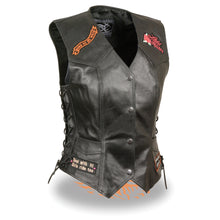 Ladies Side Lace Love to Ride" Vest Pre-Patched - HighwayLeather