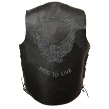 Men's Side Lace Live to Ride Vest w/ Flying Eagle - HighwayLeather