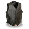 Men's Side Lace Leather Vest w/ Skull & Wings - HighwayLeather
