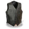 Men's Side Lace Leather Vest w/ Skull & Cross Bones - HighwayLeather