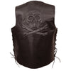 Men's Side Lace Leather Vest w/ Skull & Cross Bones - HighwayLeather