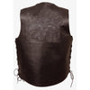 Men's brown leather vest with side laces, eagle head and star details, from HighwayLeather men's vests collection