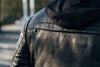Back view of HighwayLeather Vendetta men's leather motorcycle jacket with rugged design and detailed stitching.