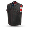 Born Free - Men's Motorcycle Leather Vest (Red Stitch) - HighwayLeather
