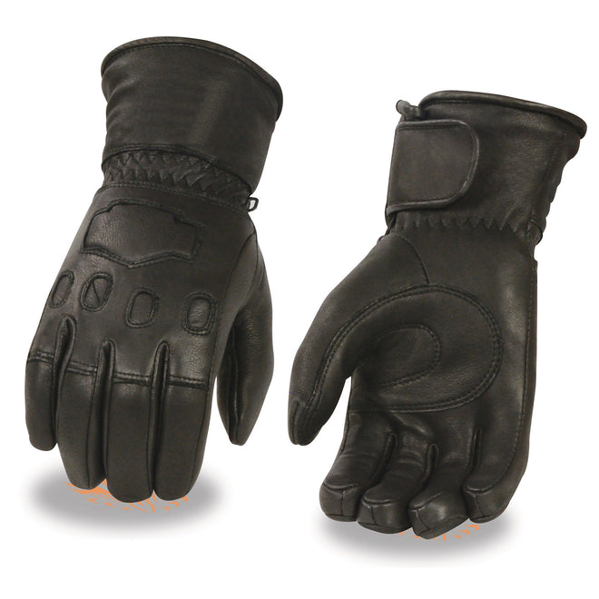Men's deerskin leather thermal-lined gauntlet glove by HighwayLeather, showing the soft leather exterior and extended cuff design.