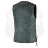Gray Straight-Bottom Leather Vest with Utility Pocket | HL2611Grey