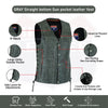 Gray Straight-Bottom Leather Vest with Utility Pocket | HL2611Grey