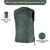 GRAY Straight bottom Gun pocket leather vest - HighwayLeather