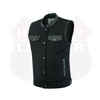 Biker Club-Style Black Denim Anarchy Vest with Utility Pockets on Both Sides | HL21689BLACK