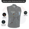 Biker Denim Club Style Anarchy Vest with Conceal Carry Gun pocket both sides - HighwayLeather