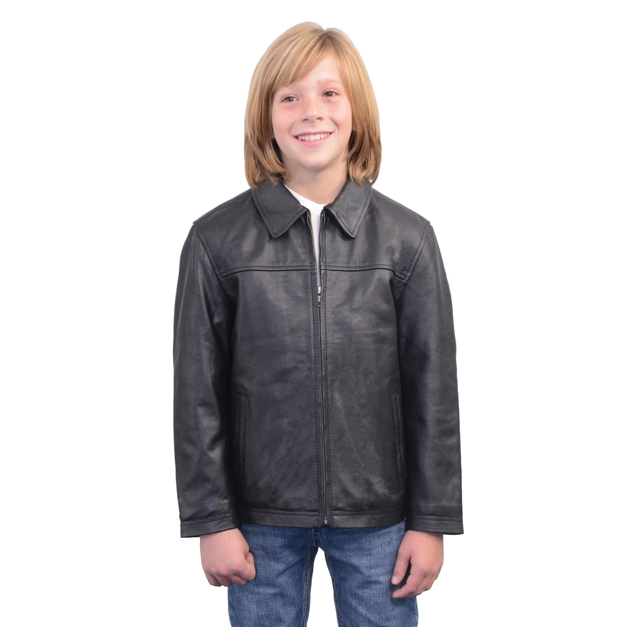 Youth Size Leather JD Zipper Front Jacket - HighwayLeather