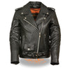 Ladies full-length traditional leather police jacket for women, HighwayLeather brand, showcasing classic design and durable leather material.