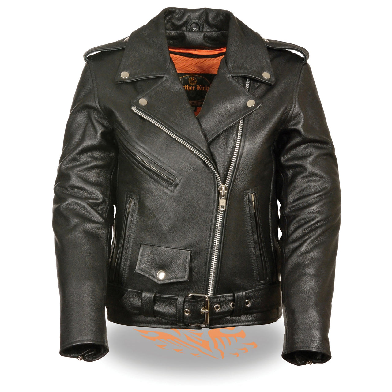 Ladies Full Length Traditional Leather Police Jacket - HighwayLeather