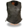 Ladies Snap Front Side Lace Vest - HighwayLeather