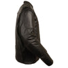 Men's HighwayLeather Side Stretch Vented Scooter Jacket, black with side vents and zipper pockets, casual men's jacket for riding.