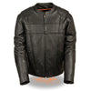 Men's HighwayLeather side stretch vented scooter jacket with breathable panels and sleek design, ideal for urban riding.