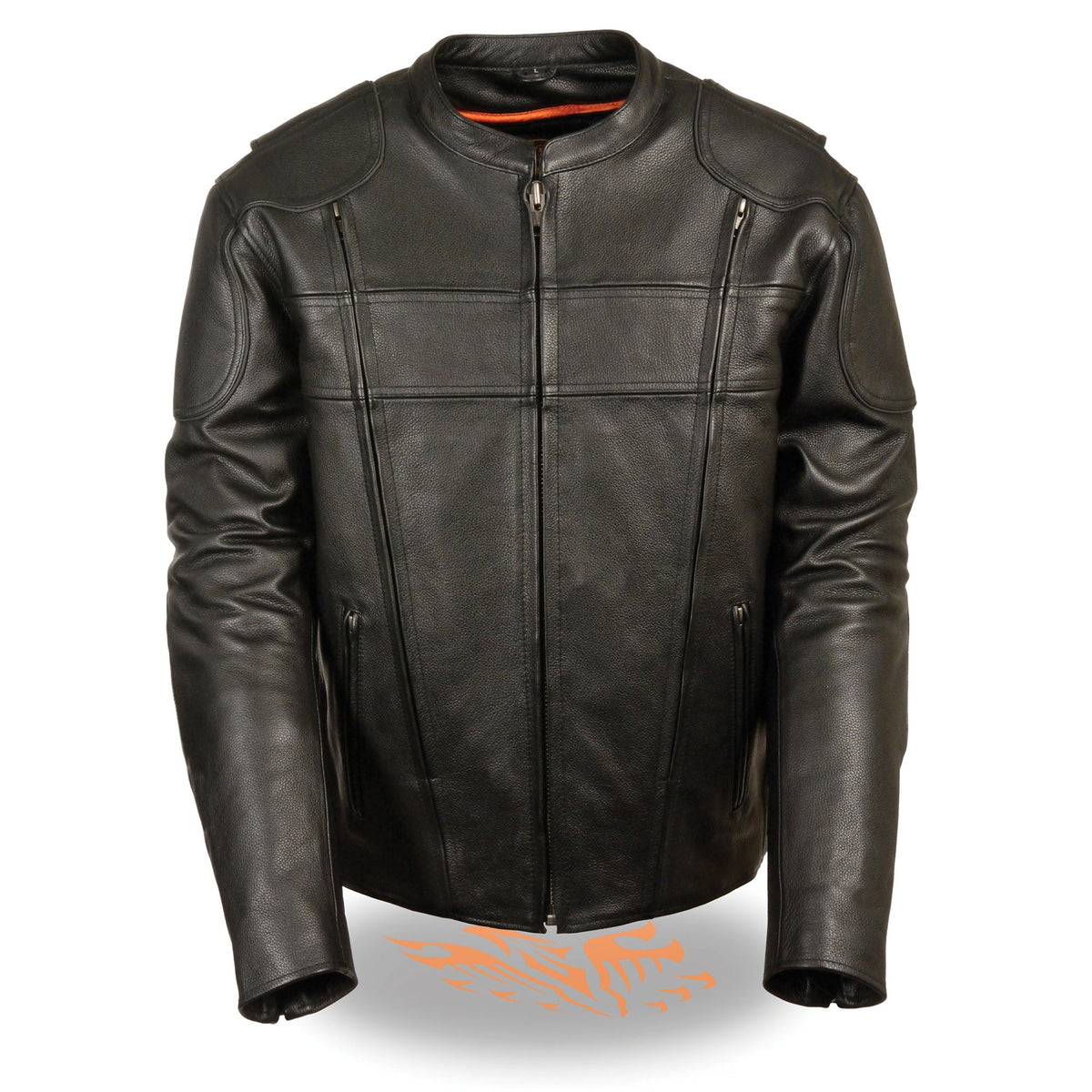 Men's HighwayLeather side stretch vented scooter jacket with breathable panels and sleek design, ideal for urban riding.